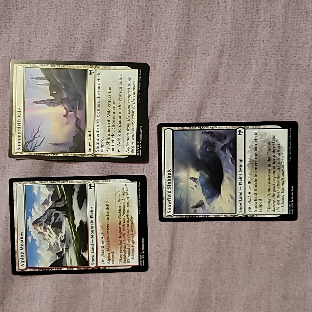Set of 3 Magic The Gathering (MTG) Snow Land Trading Cards